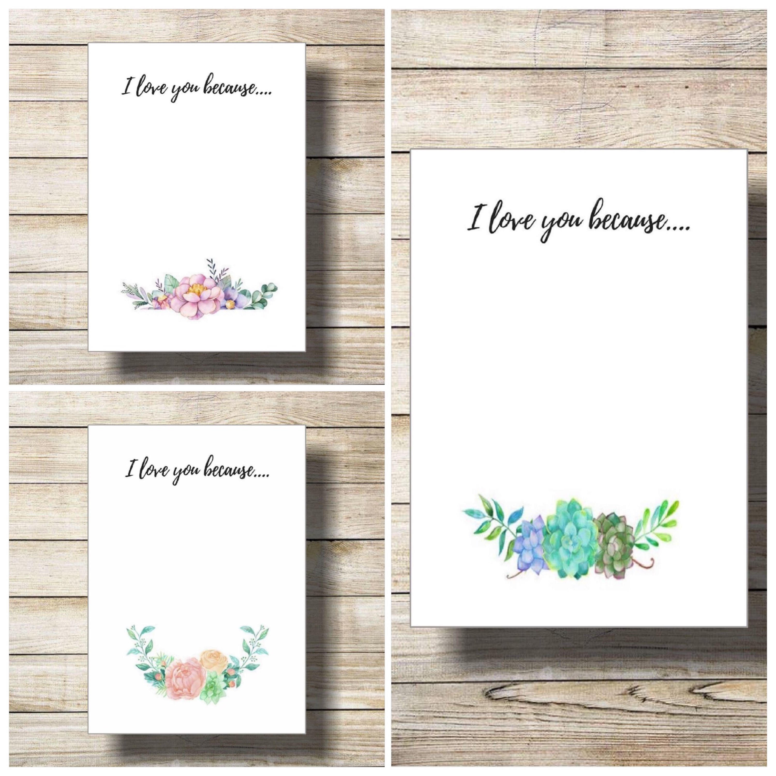 I Love You Because Printable I Love You Because Dry Erase - Etsy