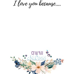 I Love You Because Printable I Love You Because Dry Erase - Etsy