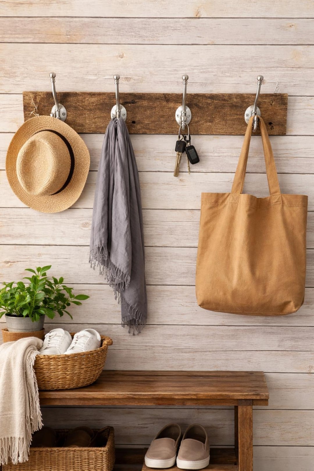 Rustic Farmhouse Wood Coat Rack: Entryway Organizer Wall Hook Board - Etsy