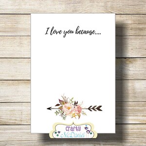 I Love You Because Printable I Love You Because Dry Erase Instant ...