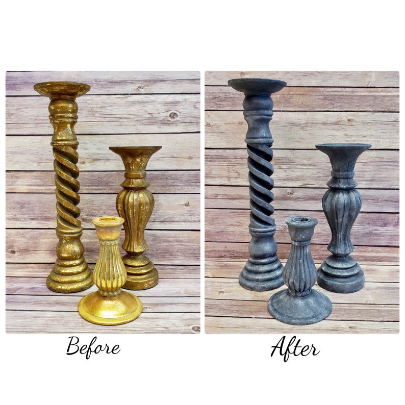 Gray Statuary Candle Holders French Country Candle Holders Etsy