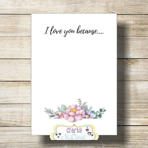 I Love You Because Printable I Love You Because Dry Erase - Etsy