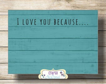 I Love You Because Printable I Love You Because Dry Erase | Etsy