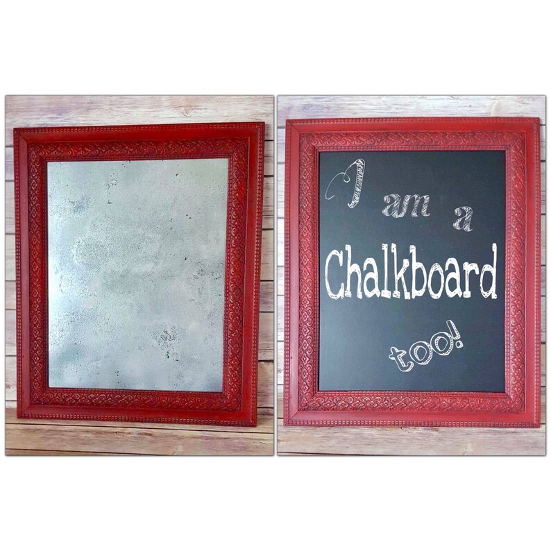 Mercury Glass Wall Mirror Turquoise Ornate Frame Framed Chalkboard Gallery Farmhouse Home Decor Up Cycled
