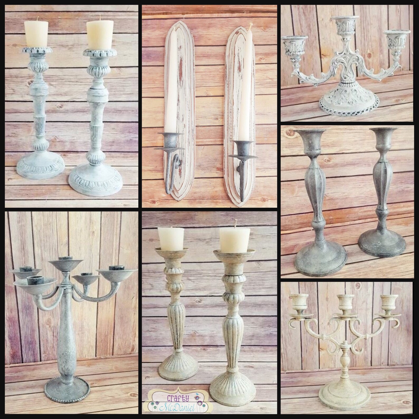 Statuary Grey Ornate Candle Holders French Country Candle Etsy