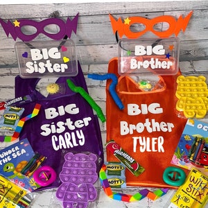 Big Sister Gift, Big Brother Gift, Big Sister Cape, Big Brother Cape, Big Sibling Gift, Sibling Busy Box for Kids, Pregnancy Announcement