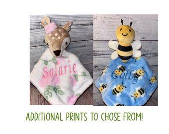 Embroidered Baby Lovey, Personalized Plush Snuggle Blanket