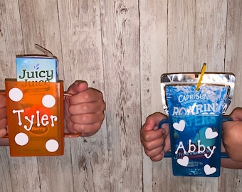 Personalized Kids Juice Box Holder, Party Favor