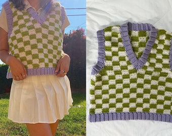 PATTERN // Crochet Checkerboard Sweater Vest