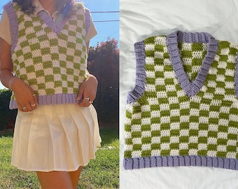 PATTERN // Crochet Checkerboard Sweater Vest