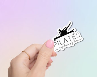 Pegatina "Pilates es mi hora feliz" / Pegatinas de pilates, vinilo, para botellas de agua, fitness, yoga, vaso, portátil