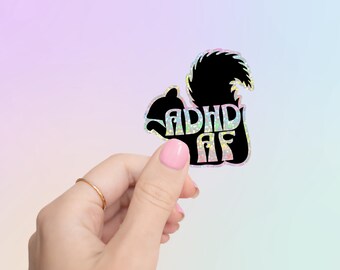 ADHD AF | ADHD-klistermärke, ångestklistermärke, ekorre, klistermärke för psykisk hälsa, klistermärke för psykisk hälsa, klistermärke för psykologi, neurodivergent