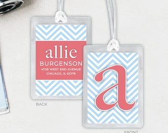 Luggage / Bag Tag: Chevron initial