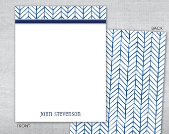 Herringbone feather pattern stationery. Personalized stationery. Custom stationery.