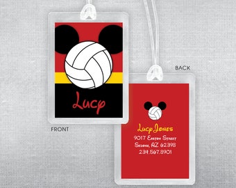 Disney luggage tag. Volleyball luggage tag. Sports luggage tag. Disney bag tag.