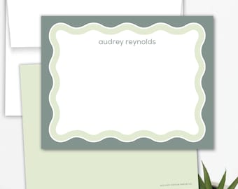 Personalized Stationery / Notecards: Wavy Border