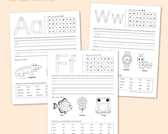 Alphabet Activities: 26 Printable Alphabet Worksheets | Preschool Kindergarten | Handwriting Practice