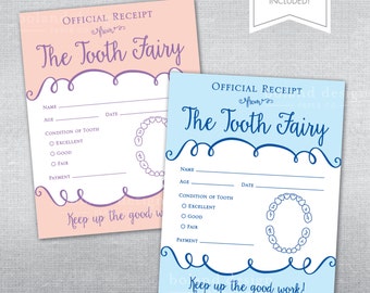 INSTANT DOWNLOAD. Tooth Fairy receipt.