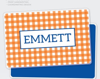 Personalized Laminated Placemat | Reusable Alphabet Handwriting Practice | Educational Placemat for Children: Gingham