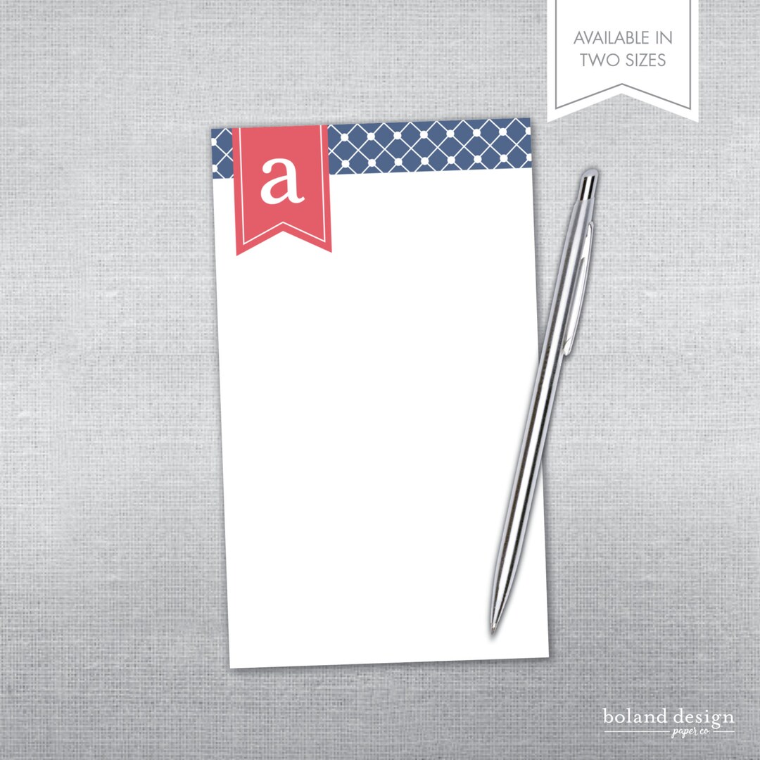 Boland Design Paper Co. Personalized Notepad. Initial and Swag Etsy