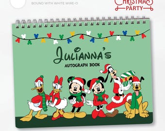 Personalized Disney Christmas Autograph Book | Character Signature Book | Mickey's Very Merry Christmas Party