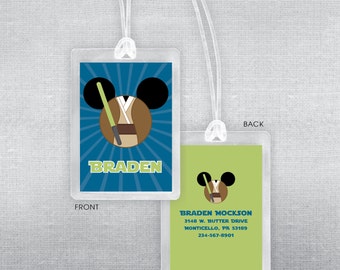 Luke Skywalker / Jedi luggage tag. Disney bag tag.