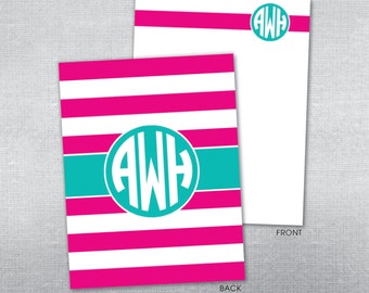 Monogram stationery. Personalized monogram stationery. Personalized notecard.