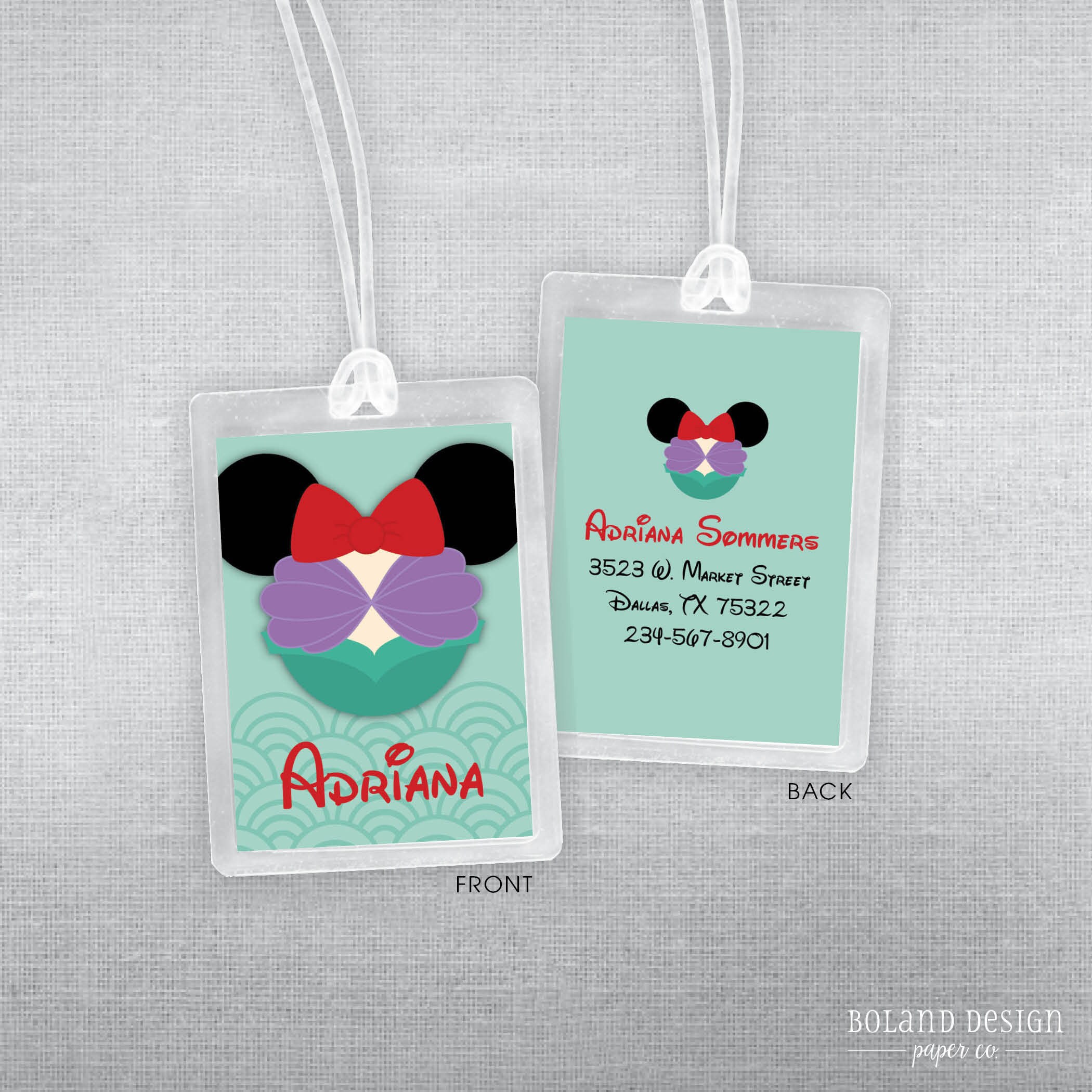 Ariel Luggage Tag. Little Mermaid Luggage Tag. Disney Luggage Etsy