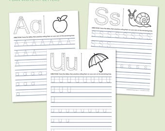 I Can Write My Letters: 26 Printable Alphabet Worksheets | Preschool Kindergarten | Handwriting Practice