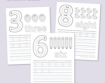 I Can Write My Numbers: 10 Printable Worksheets | Preschool Kindergarten | Handwriting Practice