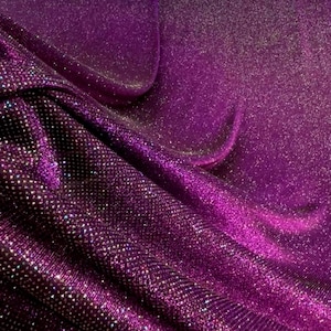 RESTOCKED Glitter Enchanted All Over Plum Stretch Fabric 60" Wide By The Yard | Fabric For Us |