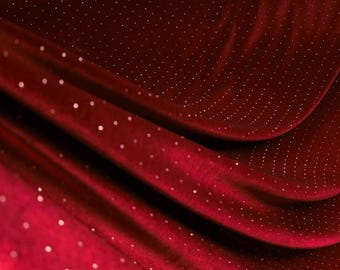 NUOVI 5 COLORI, Tessuto elasticizzato in velluto con borchie argentate, di peso medio, tagliato su misura