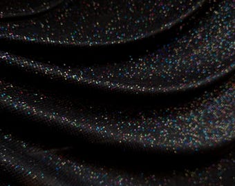 NEW Dark Black Glitter Enchanted Multicolored Diamond Design | Fabric For Us |