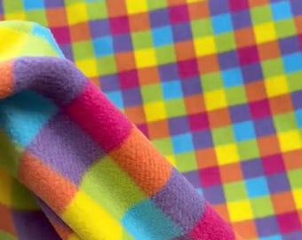 Bellissimo motivo a quadri/flanella multicolore su tessuto in pile accogliente tagliato su misura / Tessuto per noi /