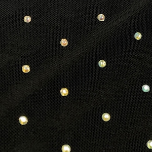 NUEVA Hermosa y elegante malla elástica con diamantes de imitación (multicolor o alineados) Tela cortada a medida o rollo (NEGRO) / Tela para nosotros / imagen 9