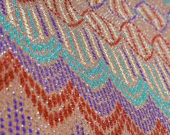 Unique Missoni-style zigzag knit fabric w/ Silver Lurex on Nylon Spandex 4 Ways Stretch Textured Slinky | FabricForUs.com |