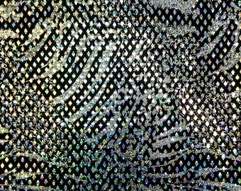 7 COLORI, paillettes finte a forma di diamante lucido e strisce zebrate glitterate su tessuto elasticizzato in poliestere spandex leggero - 58 pollici di larghezza tagliati su misura