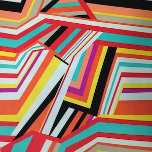 Big Geometric Lines Pattern on Stretch Lightweight Knit Jersey Polyester Spandex Fabric by The Yard
