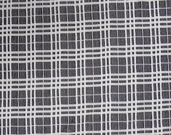 Dubbelgebreide polyester spandex zwart en ivoor geruite ontwerpstof