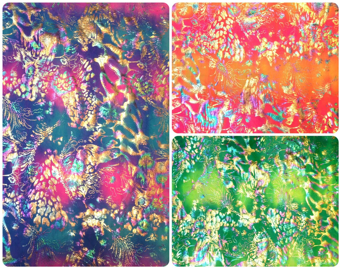 Shiny Rainbow Foil Abstract Pattern on Bright Crease Stretch - Etsy