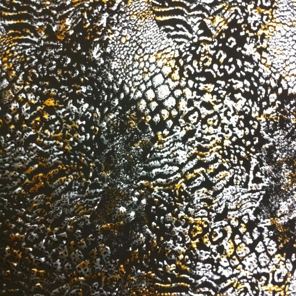 Wild Animal Print Metallic Foil on Stretch Lightweight Polyester Spandex Fabric  FINAL SALE