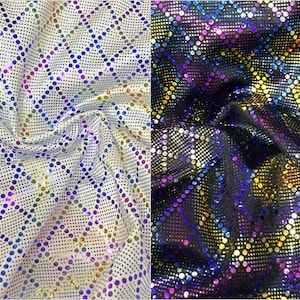 Nylon Spandex Medium Weight 4 ways Stretch Small Geometric Shinny Foil Fabric Design