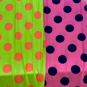 Big Bright Polka Dot Pattern on Stretch Knit Jersey Polyester Spandex Fabric - 58 to 60 Inches Wide - By the Yard or Bulk