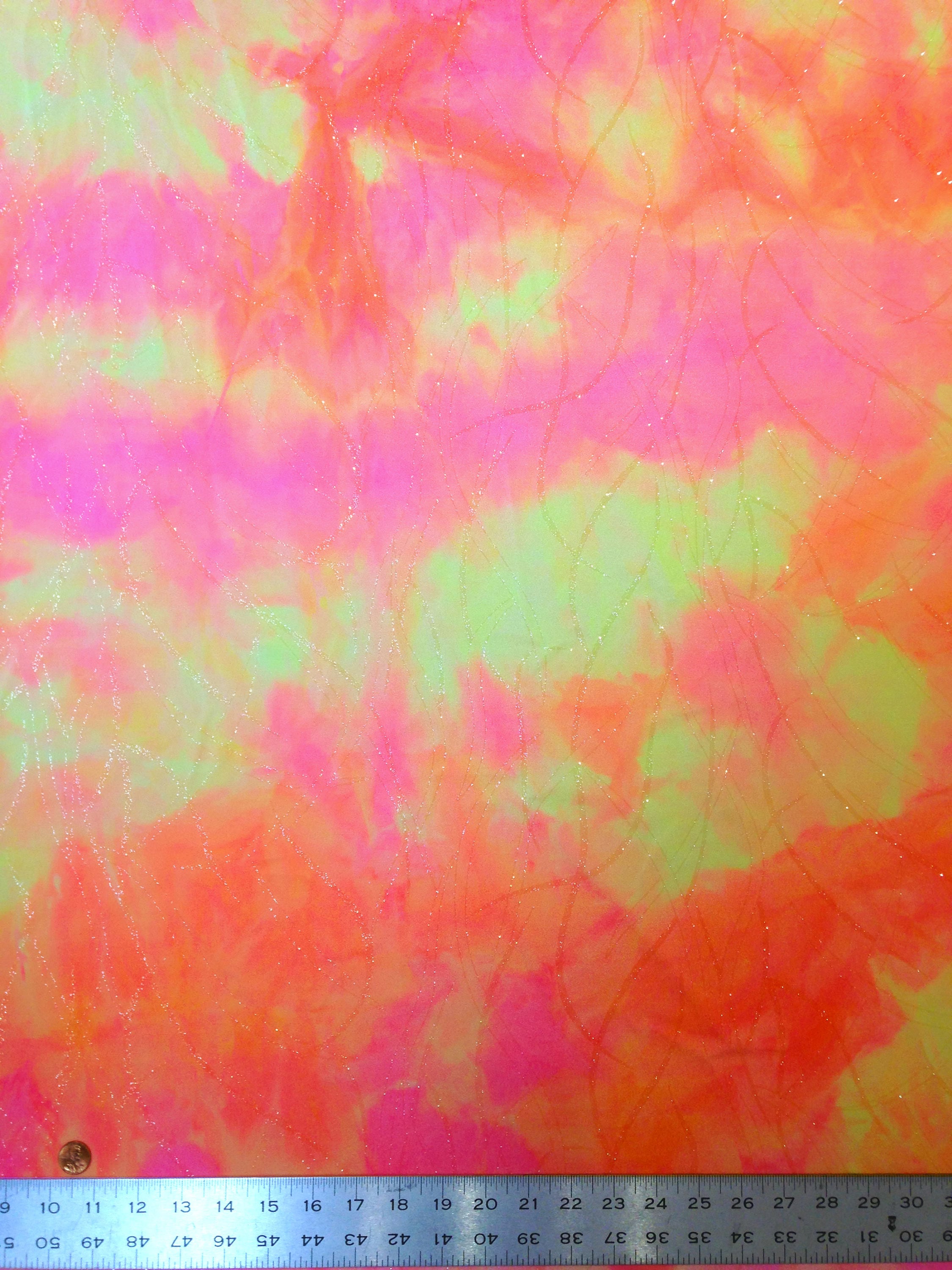 Tie Dye Neon Fabric With Transparent Glitters Pattern on - Etsy