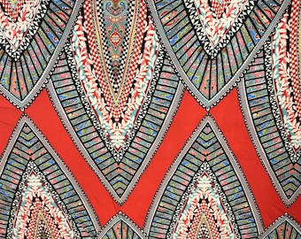 African Print on Light Weight 2 way Stretch Polyester Spandex (Big Design)