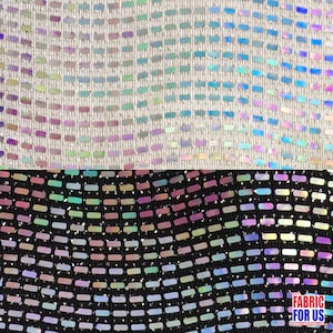Microrechthoekige reflecterende hologram pailletten stretchstof 54&quot; breed