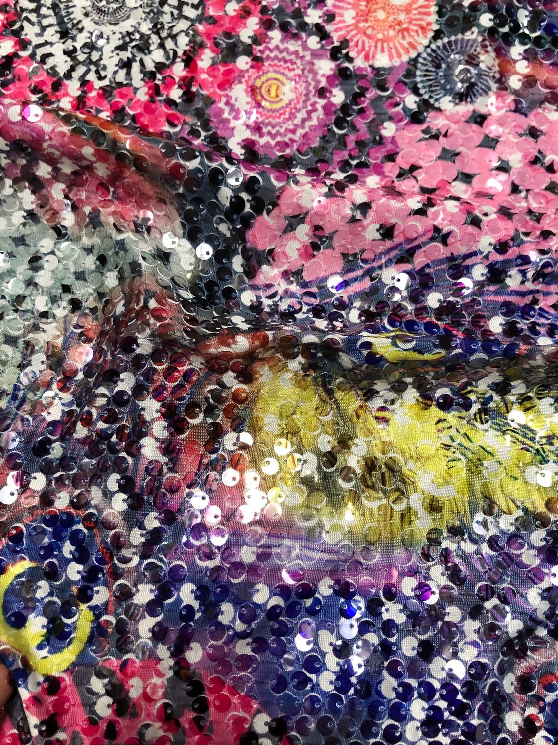 6mm Sequins Bright Peacock Asian Big Pattern on Stretch - Etsy