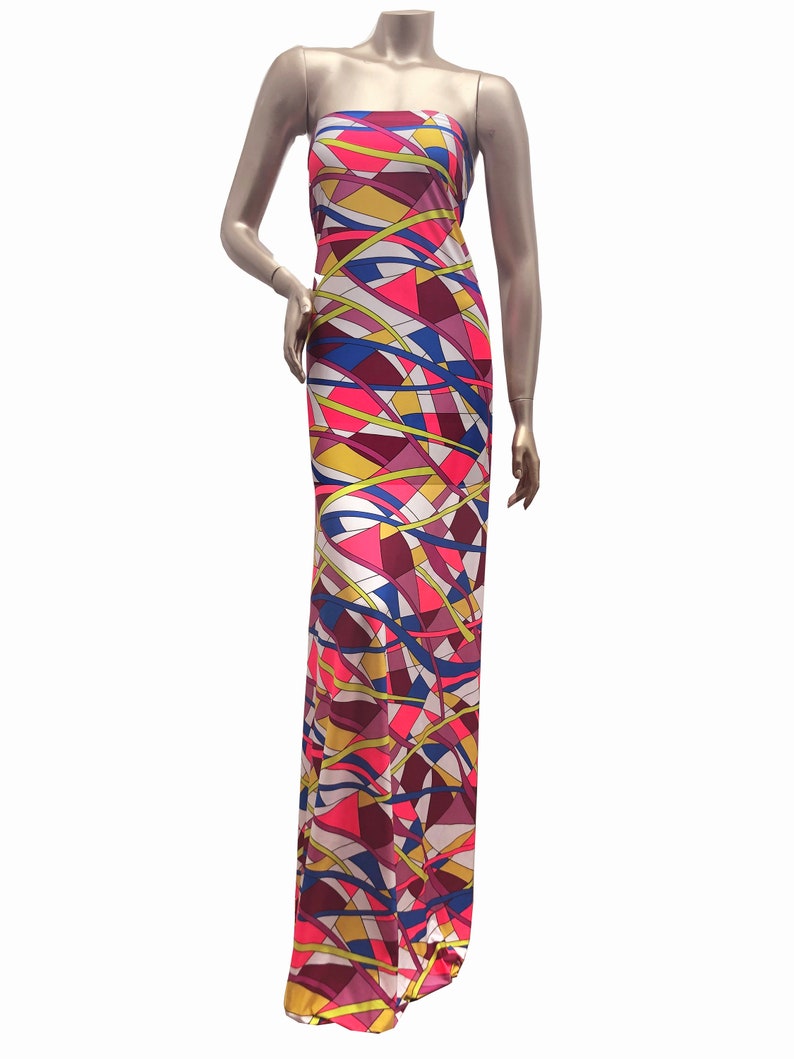 Polyester Venezia 2 Ways Stretch Bright Multi Color Abstract Design