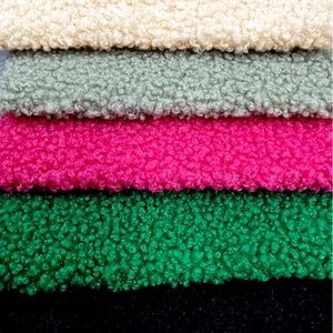Heavy Polyester Mechanical Stretch Soft Faux Sherpa Fleece Fabric by the Yard/Bulk