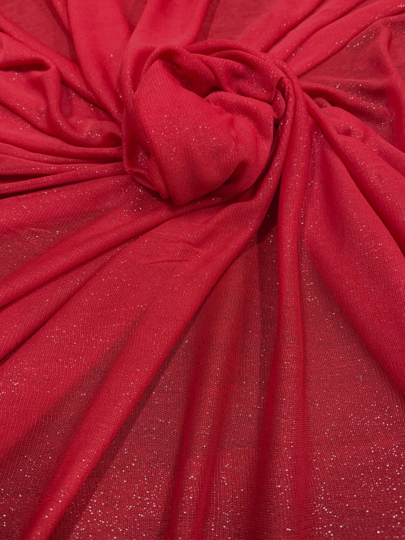 Polyester Stretch Triple Mesh See-Through w/Glitter Fabric by The Yard/Bulk image 5